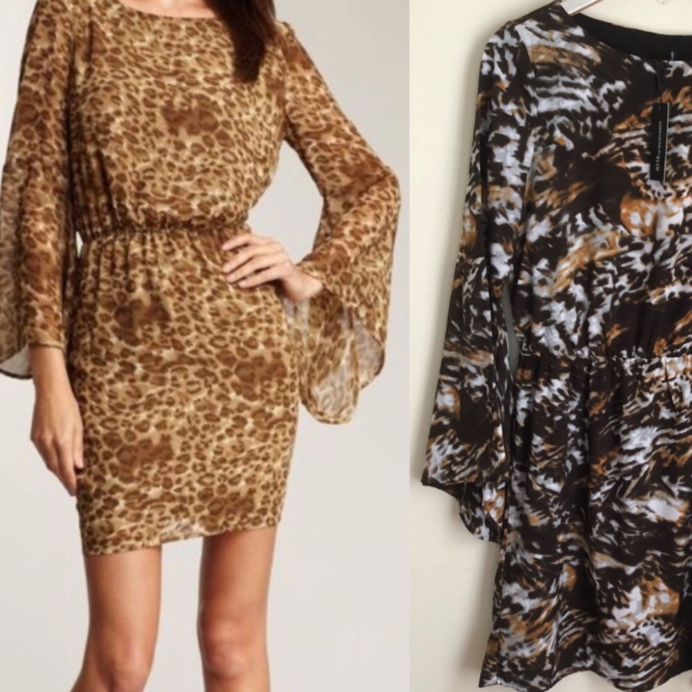 Walter baker animal print Eva bell sleeve dress - Picture 1 of 8